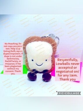 VERY LAST ONE!! BNWT JELLYCAT AMUSEABLE TOAST BAG CHARM